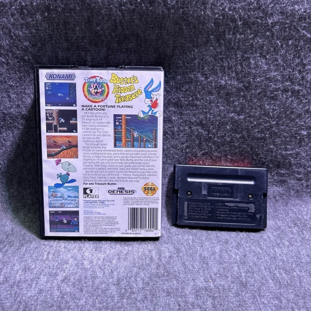 Tiny Toon Adventures: Buster's Hidden Treasure‎ (Sega Genesis, 1993) CIB TESTED
